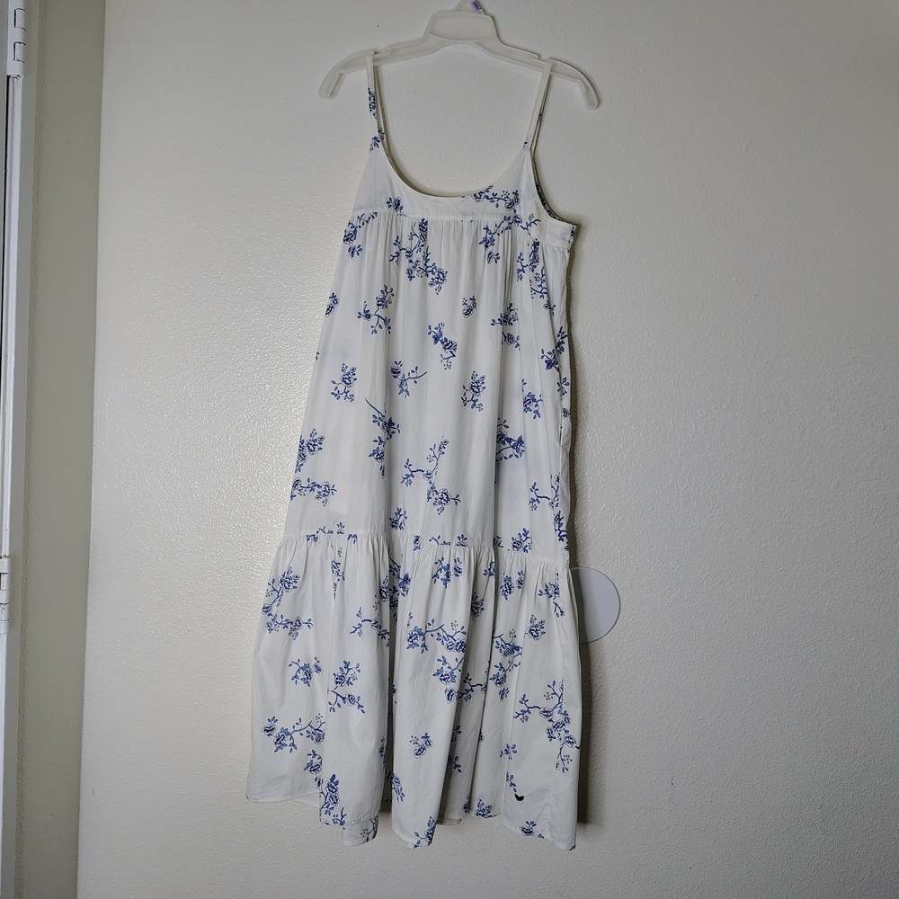 Plume Blue Floral Cotton Maxi Dress Women S Spaghetti Strap Cottagecore